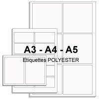 Etiquettes en planches A4, A3 et A5 polyester